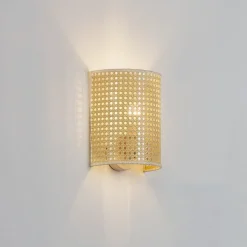 Lindby wandlamp Lautaro, bamboe, 25 cm hoog, E27