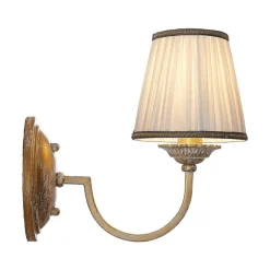 Lindby wandlamp Lumiel, crème/messing, textiel, 27cm