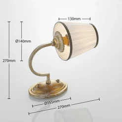 Lindby wandlamp Lumiel, crème/messing, textiel, 27cm