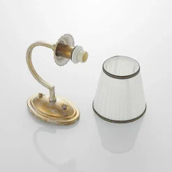 Lindby wandlamp Lumiel, crème/messing, textiel, 27cm