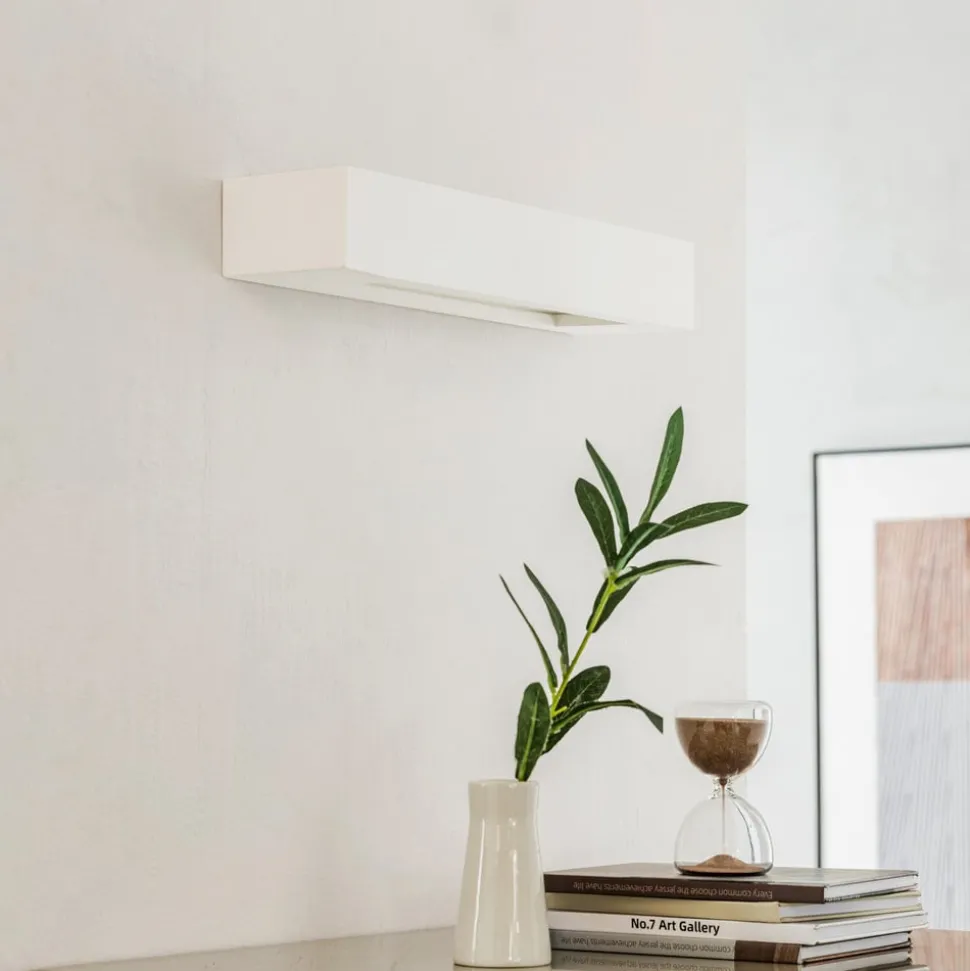 Lindby wandlamp Matteo, wit, gips, 36 cm, E14, overschilderbaar