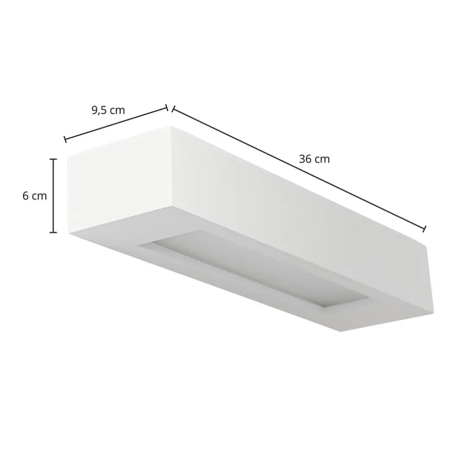 Lindby wandlamp Matteo, wit, gips, 36 cm, E14, overschilderbaar