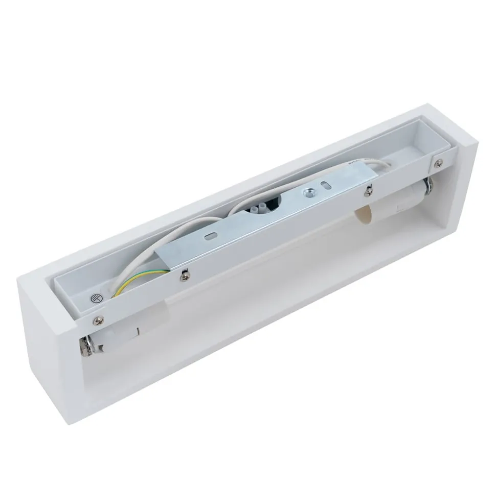 Lindby wandlamp Matteo, wit, gips, 36 cm, E14, overschilderbaar