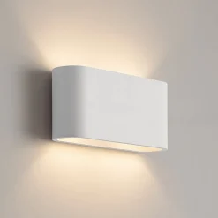 Lindby wandlamp Mavora, afgerond, 25 cm, wit, gips, G9