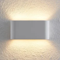 Lindby wandlamp Mavora, afgerond, 25 cm, wit, gips, G9