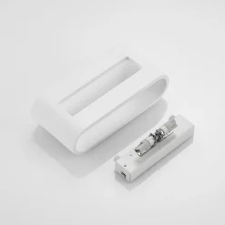 Lindby wandlamp Mavora, afgerond, 25 cm, wit, gips, G9