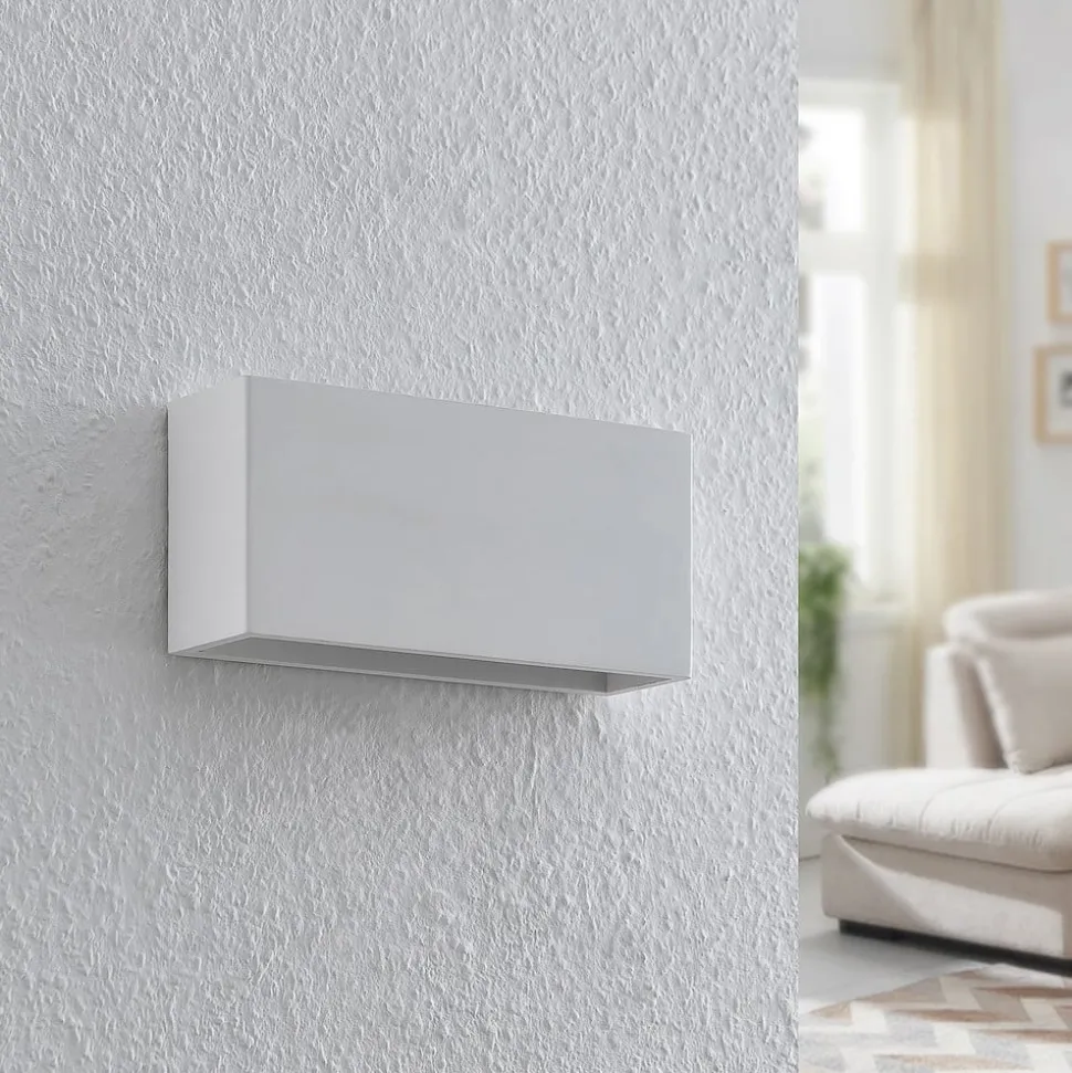 Lindby wandlamp Mavora, hoekig, 25 cm, wit, gips, G9