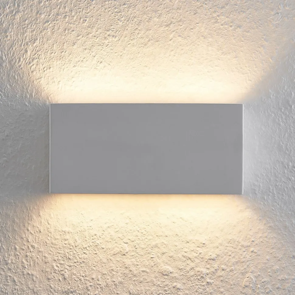 Lindby wandlamp Mavora, hoekig, 25 cm, wit, gips, G9