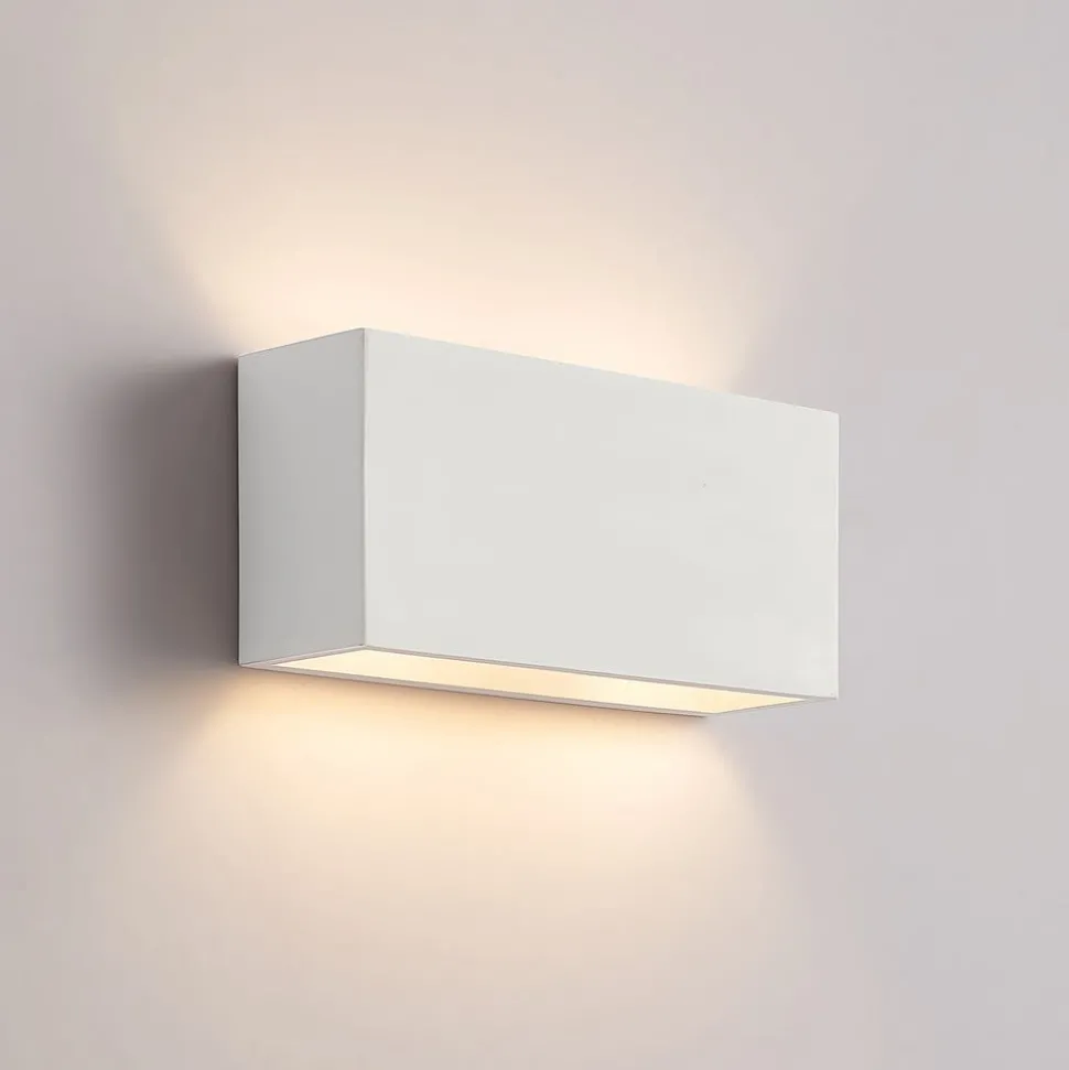 Lindby wandlamp Mavora, hoekig, 25 cm, wit, gips, G9