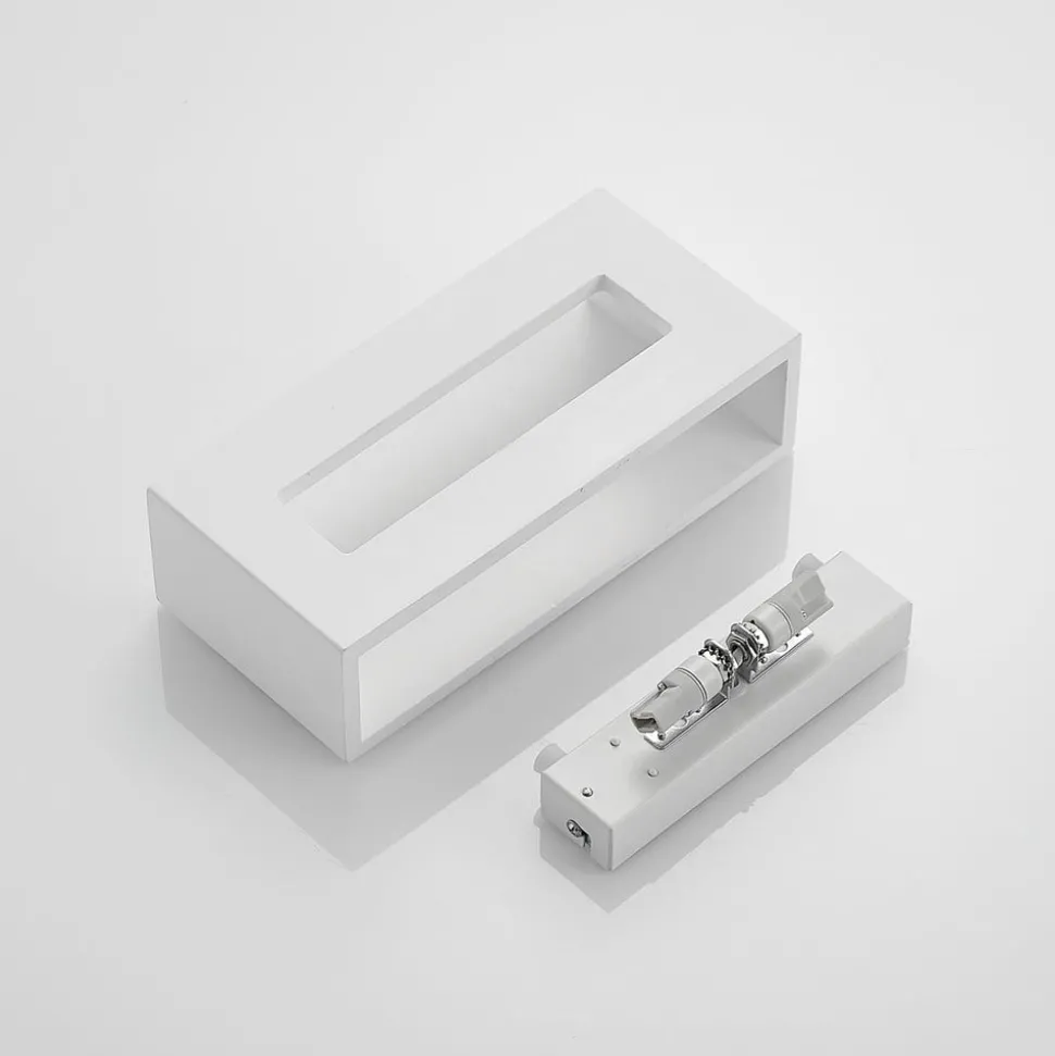 Lindby wandlamp Mavora, hoekig, 25 cm, wit, gips, G9