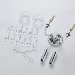 Lindby wandlamp Merida, chroom, metaal, 2-lamps, hoogte 35 cm