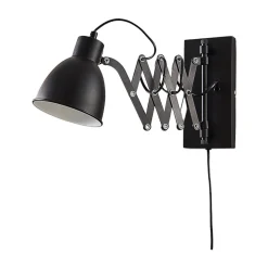 Lindby wandlamp Merle, zwart, 60 cm, leeslamp, uitschuifbaar