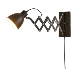 Lindby wandlamp Merle, zwart, 60 cm, leeslamp, uitschuifbaar