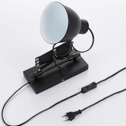 Lindby wandlamp Merle, zwart, 60 cm, leeslamp, uitschuifbaar