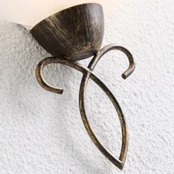 Lindby wandlamp Mohija, 25 cm, zwart/goud, glas, E27