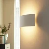 Lindby wandlamp Naike, wit, gips, hoogte 15 cm