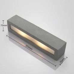 Lindby wandlamp Nellie, grijs, beton, 35,3 cm breed