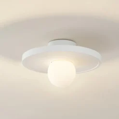 Lindby wandlamp Nielson, wit, gips, Ø 28 cm