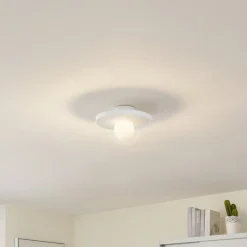 Lindby wandlamp Nielson, wit, gips, Ø 28 cm