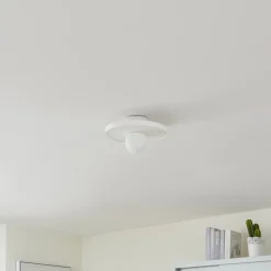 Lindby wandlamp Nielson, wit, gips, Ø 28 cm