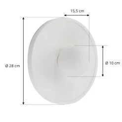 Lindby wandlamp Nielson, wit, gips, Ø 28 cm