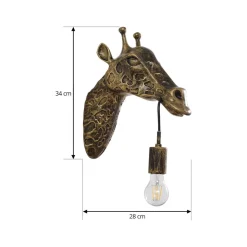 Lindby wandlamp Nirvathia, 35 cm, giraffe, messingkleurig