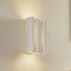 Lindby wandlamp Novali, wit, gips, omhoog/omlaag, 26 cm, G9