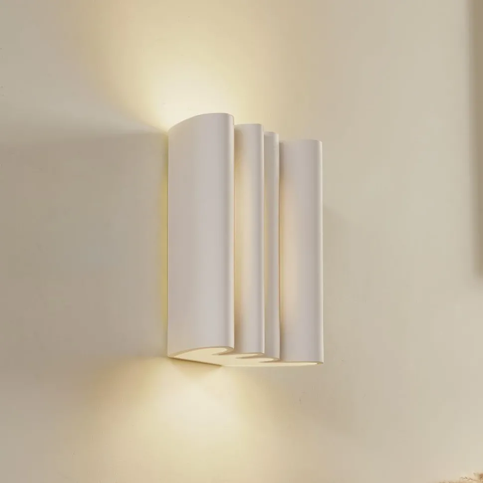 Lindby wandlamp Novali, wit, gips, omhoog/omlaag, 26 cm, G9