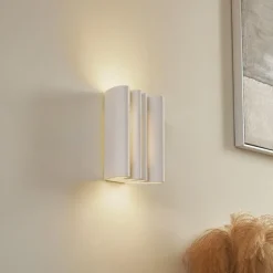 Lindby wandlamp Novali, wit, gips, omhoog/omlaag, 26 cm, G9