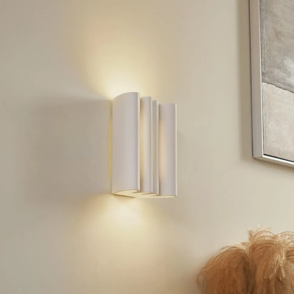 Lindby wandlamp Novali, wit, gips, omhoog/omlaag, 26 cm, G9