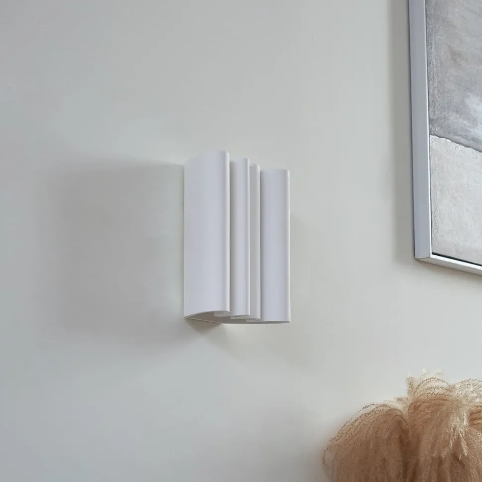 Lindby wandlamp Novali, wit, gips, omhoog/omlaag, 26 cm, G9