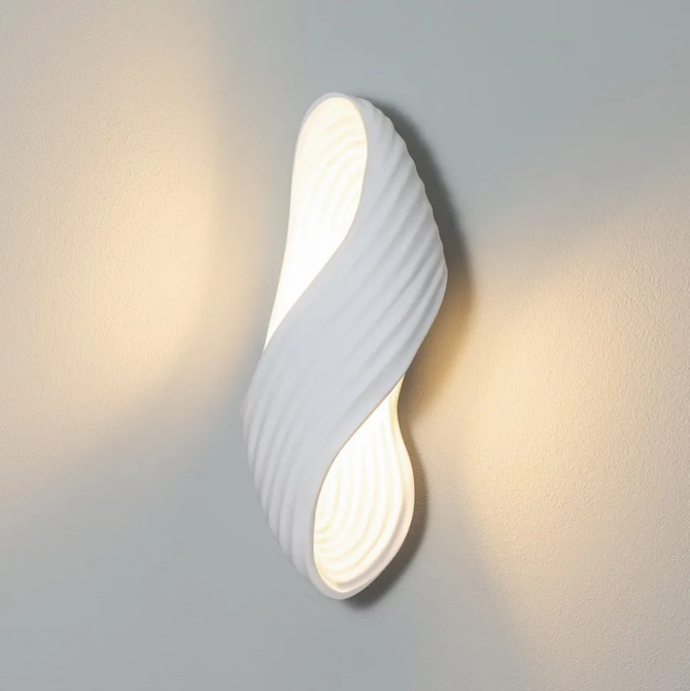 Lindby wandlamp Ornela, wit, gips, hoogte 29,5 cm