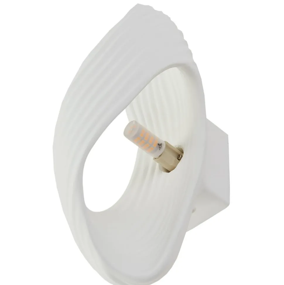 Lindby wandlamp Ornela, wit, gips, hoogte 29,5 cm