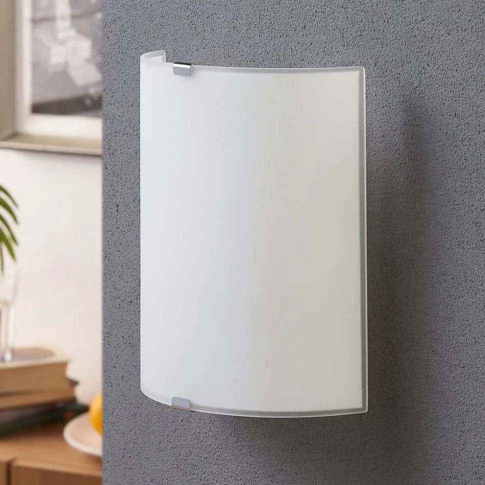 Lindby wandlamp Phil, wit, glashoogte 21cm, set van 2