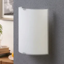 Lindby wandlamp Phil, wit, glas, hoogte 21cm, set van 3