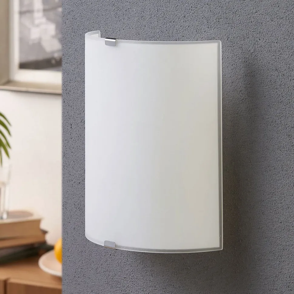 Lindby wandlamp Phil, wit, glas, hoogte 21cm, set van 3