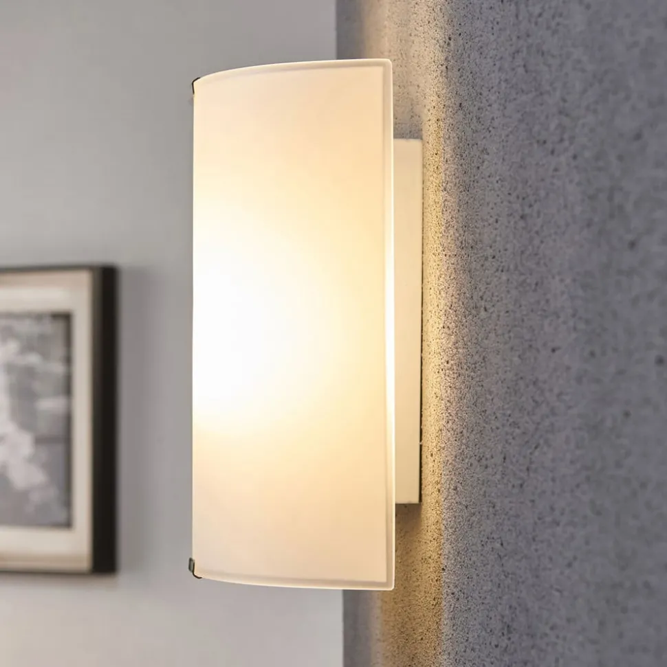 Lindby wandlamp Phil, wit, glas, hoogte 21cm, set van 3