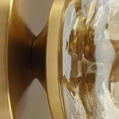 Lindby wandlamp Piatra, barnsteen/messing, glas, Ø 16 cm, G9