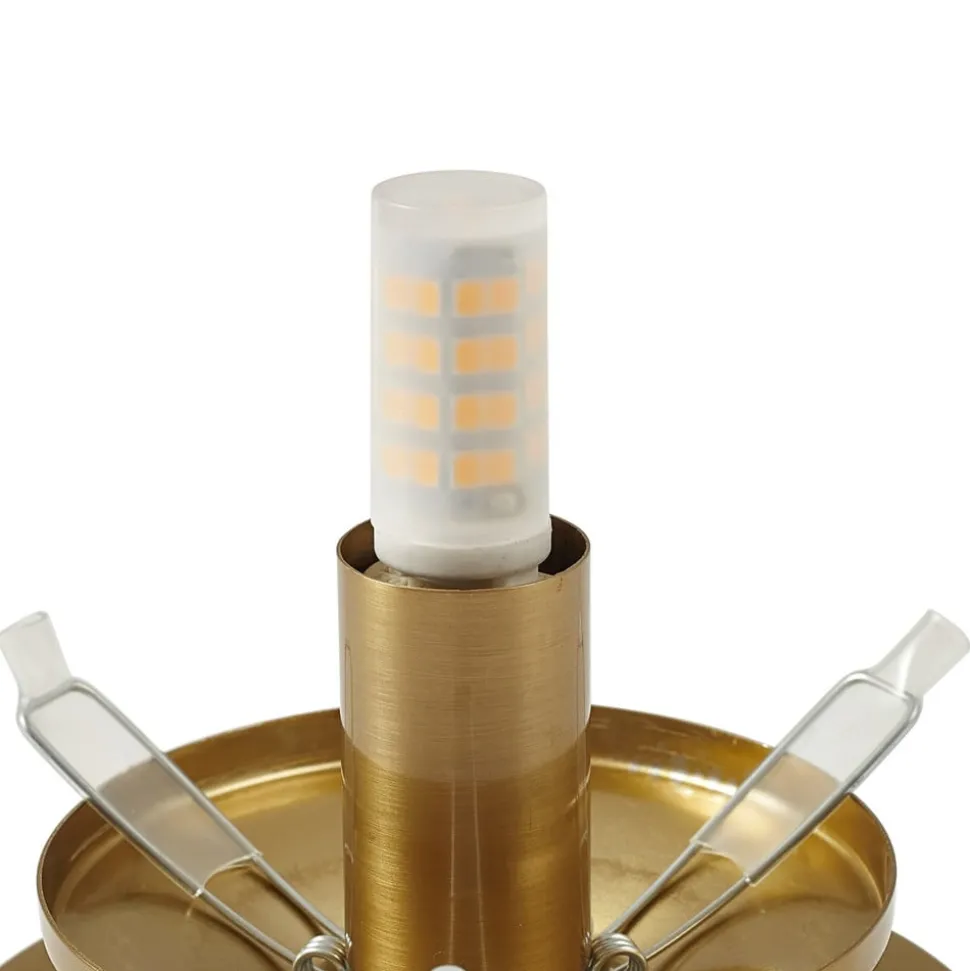 Lindby wandlamp Piatra, barnsteen/messing, glas, Ø 16 cm, G9