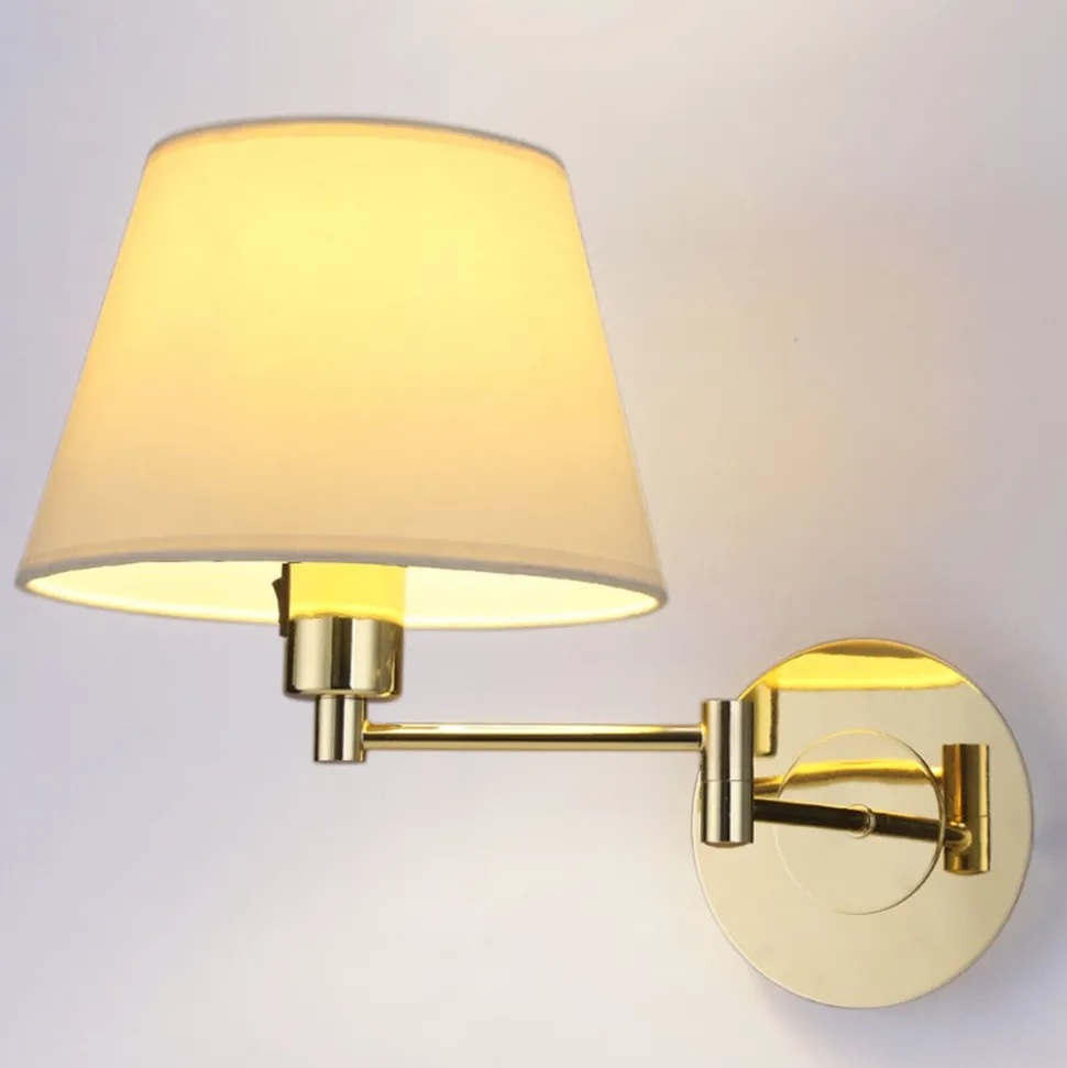 Lindby wandlamp Pola, 30 cm, messing, uitschuifbaar, textiel