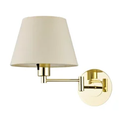 Lindby wandlamp Pola, 30 cm, messing, uitschuifbaar, textiel