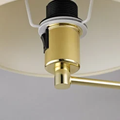 Lindby wandlamp Pola, 30 cm, messing, uitschuifbaar, textiel