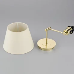 Lindby wandlamp Pola, 30 cm, messing, uitschuifbaar, textiel