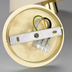 Lindby wandlamp Pola, 30 cm, messing, uitschuifbaar, textiel