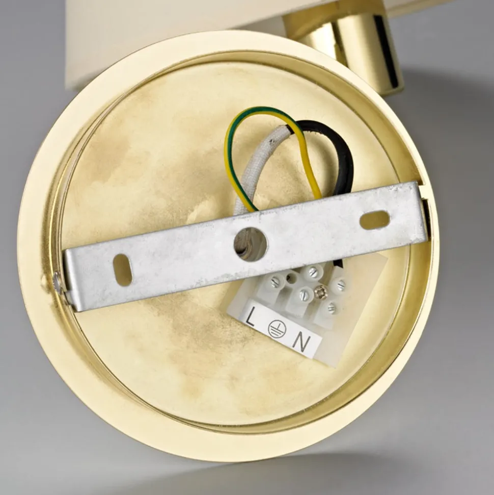 Lindby wandlamp Pola, 30 cm, messing, uitschuifbaar, textiel