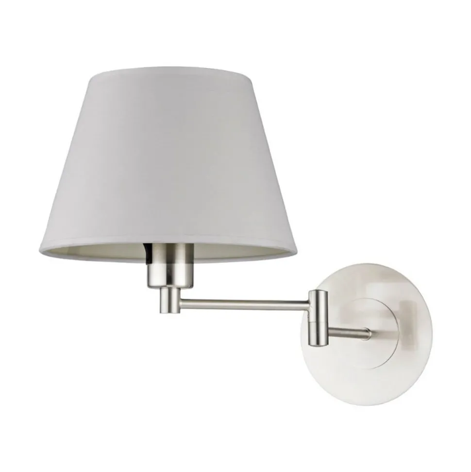 Lindby wandlamp Pola, 30 cm, nikkel, uitschuifbaar, textiel