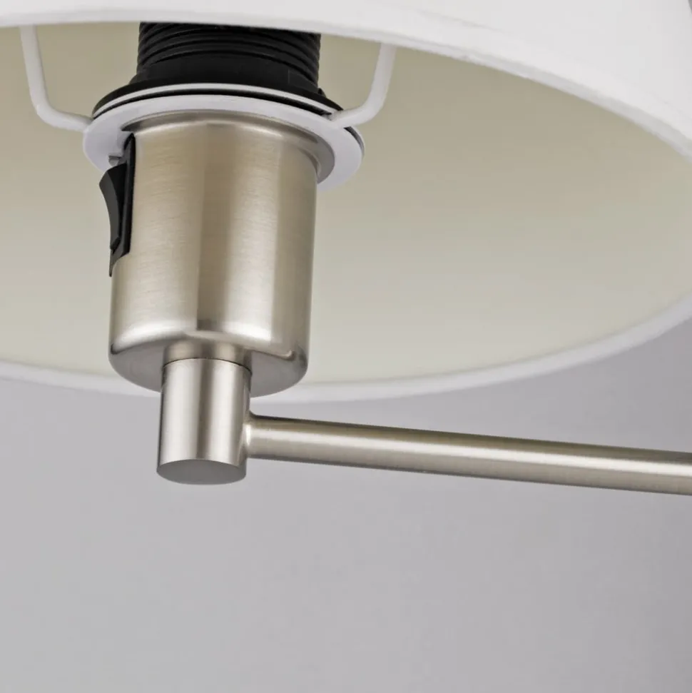 Lindby wandlamp Pola, 30 cm, nikkel, uitschuifbaar, textiel