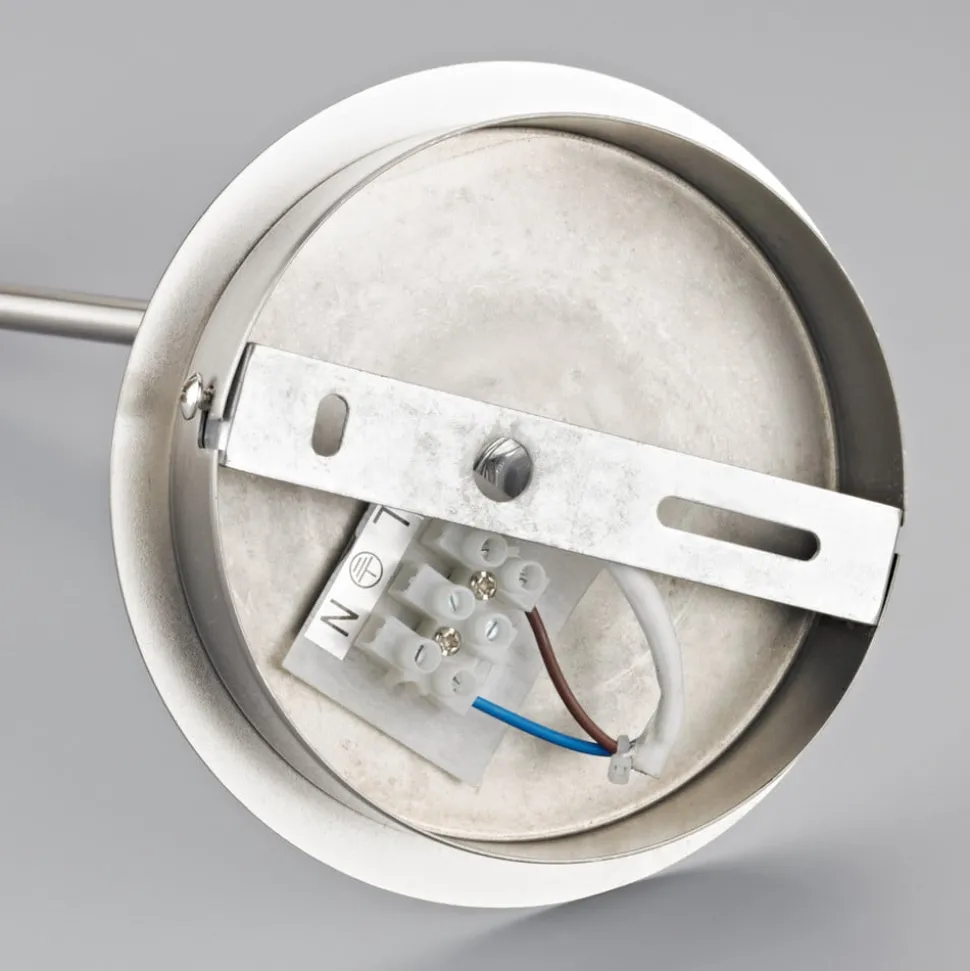 Lindby wandlamp Pola, 30 cm, nikkel, uitschuifbaar, textiel