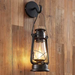 Lindby wandlamp Raisa, roestkleurig, metaal, lantaarn, E14