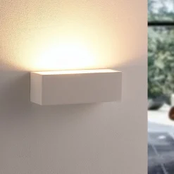 Lindby wandlamp Santino, 22 cm, gips, G9, overschilderbaar